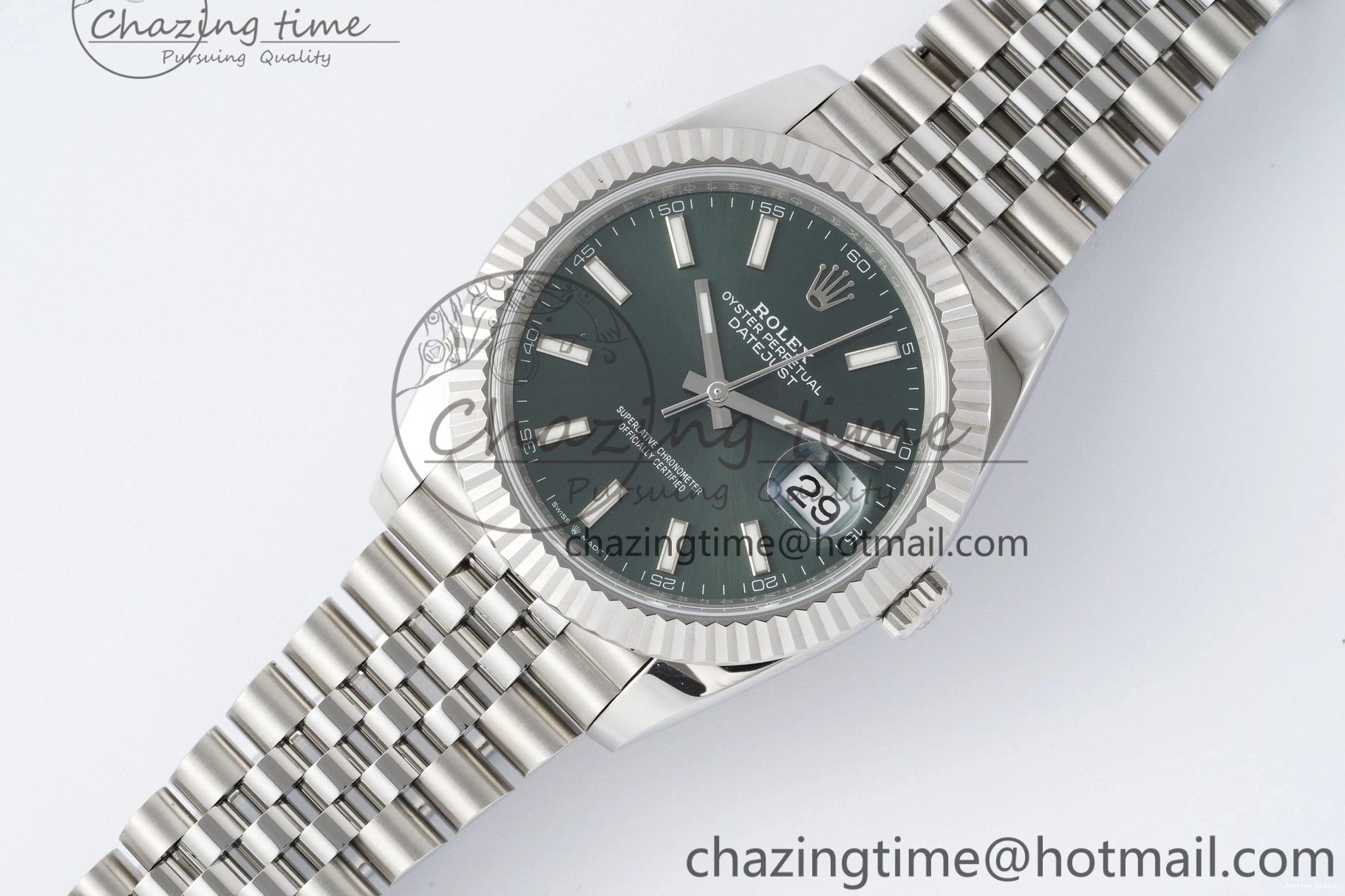 0408 Tailored DateJust 41 126334 NTF 1:1 Best Edition 904L Steel Green Stick Dial on Jubilee Bracelet VR 2155